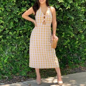 Gingham Tie Front Haltet Dress